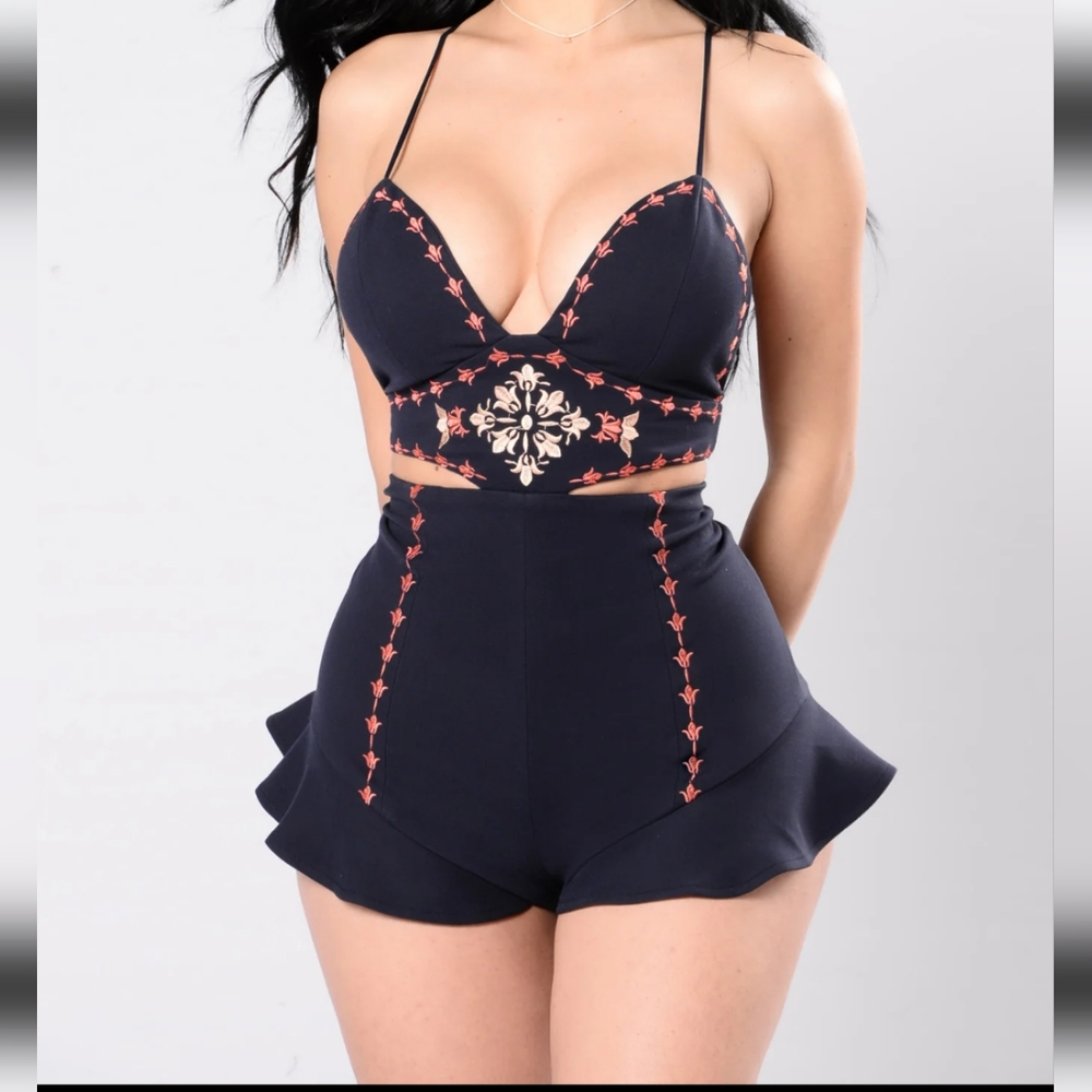 SOLD OUT Cutout embroidered romper